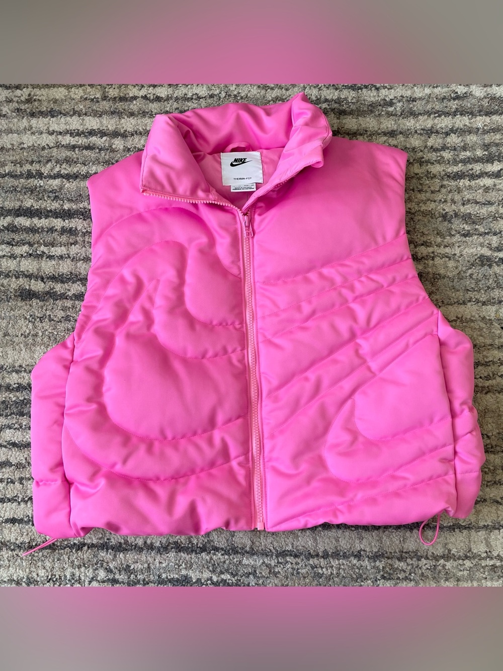 RARE Nike Swoosh Series Oversized Down Puffer Vest Barbie Pink Spell XSmall
